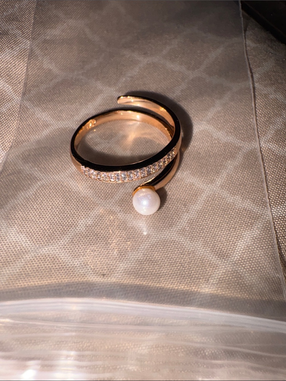 Gold Pearl and Pave Spiral Ring - Women's Jewelry